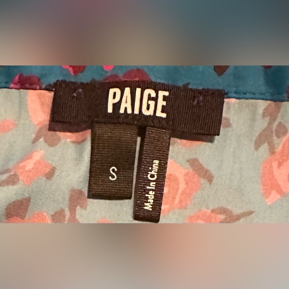 Paige Bestia Floral Print Tiered Teal With Magneta Flowers Midi Skirt - Picture 8 of 11